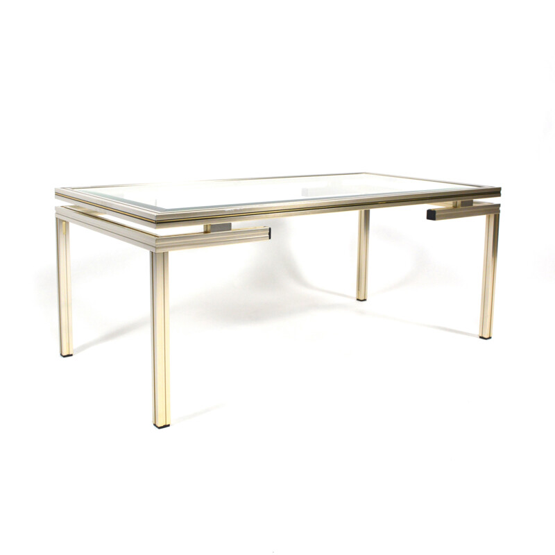 Aluminum and glass coffee table, Pierre VANDEL - 1970s