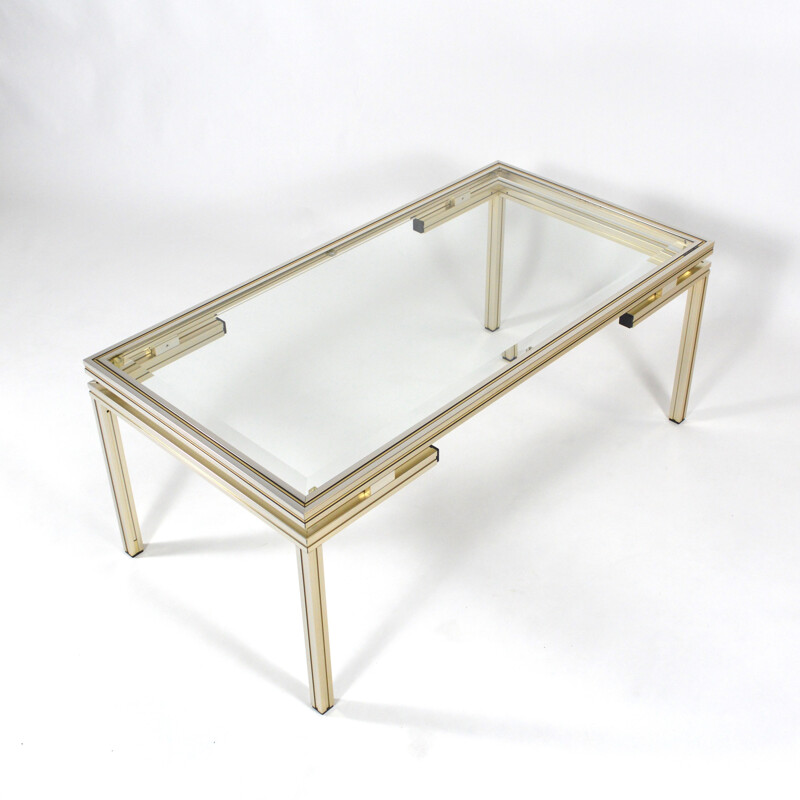 Aluminum and glass coffee table, Pierre VANDEL - 1970s