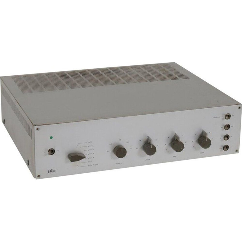 Vintage CSV 601 amplifier for Braun in gray metal 1960