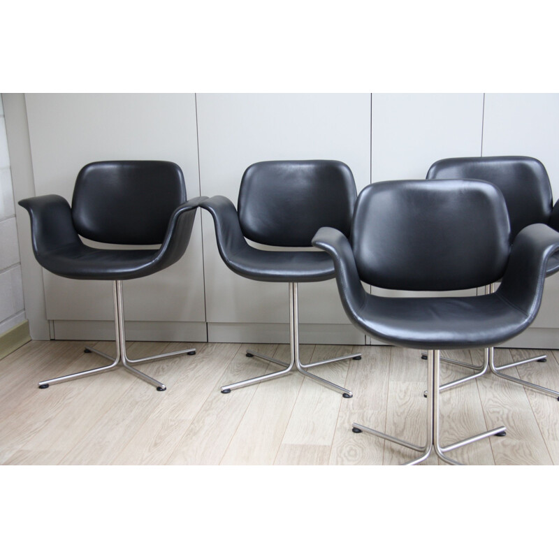 Set of 5 vintage black Flamingo chairs EJ205 Foersom & Hiort-Lorenzen
