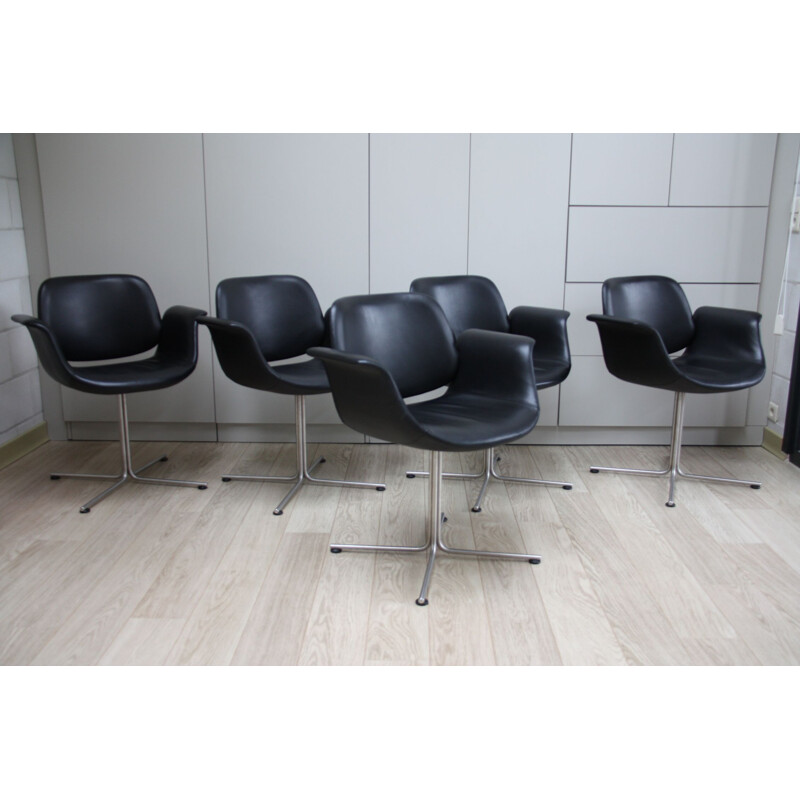 Set of 5 vintage black Flamingo chairs EJ205 Foersom & Hiort-Lorenzen