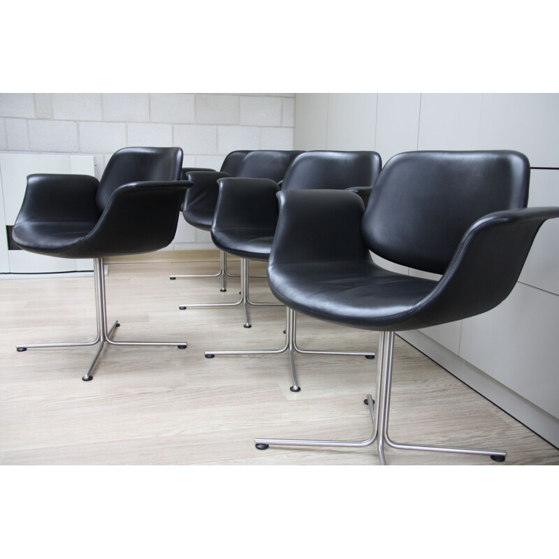 Set of 5 vintage black Flamingo chairs EJ205 Foersom & Hiort-Lorenzen