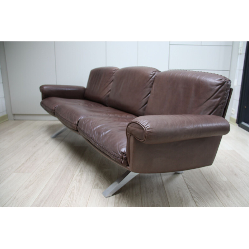 Vintage 3 seater sofa DS 31 in brown leather De Sede