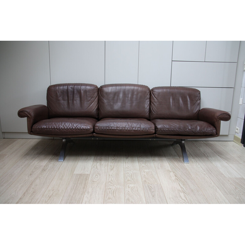 Vintage 3 seater sofa DS 31 in brown leather De Sede