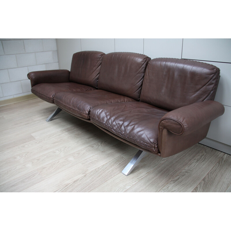 Vintage 3 seater sofa DS 31 in brown leather De Sede