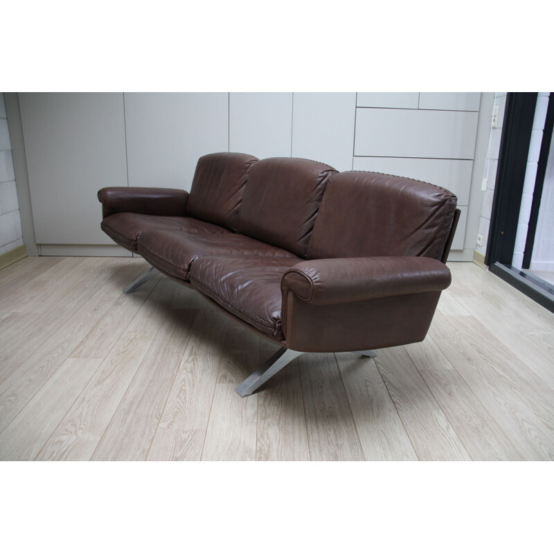 Vintage 3 seater sofa DS 31 in brown leather De Sede