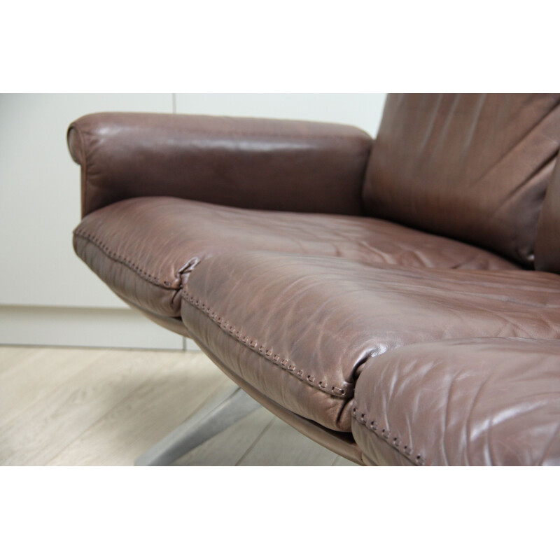 Vintage 3 seater sofa DS 31 in brown leather De Sede