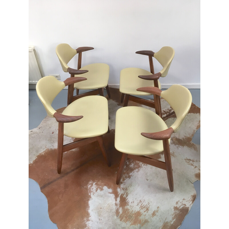Suite de 4 chaises vintage par Tijsseling Cowhorn pour Hulmefa Nieuwe Pekela 1960