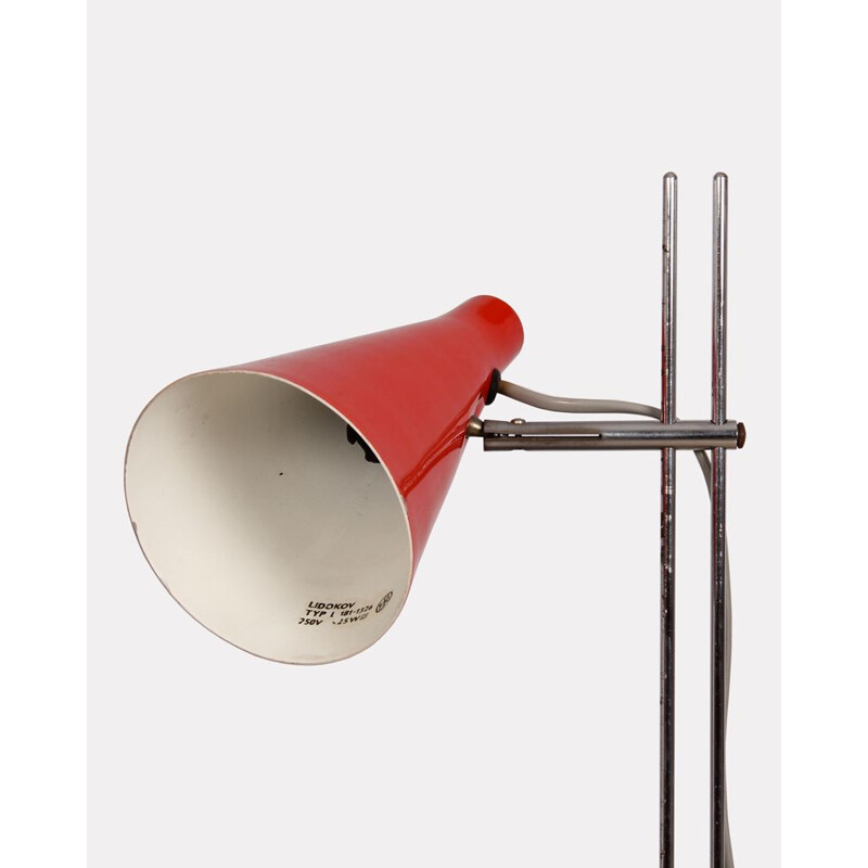 Lampe vintage rouge en métal par Josef Hurka 1960