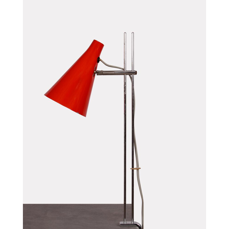 Vintage red metal lamp by Josef Hurka 1960