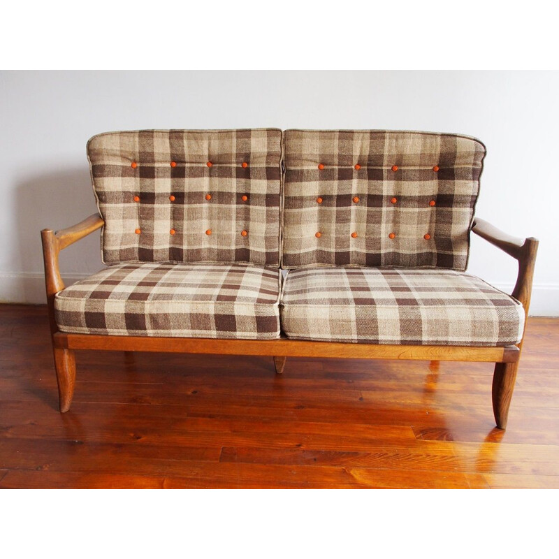 Vintage sofa 2 seaters by Guillerme and Chambron 1970