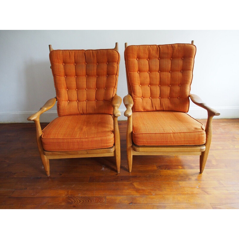 Paar Vintage-Sessel 'Edouard' orange von Guillerme und Chambron