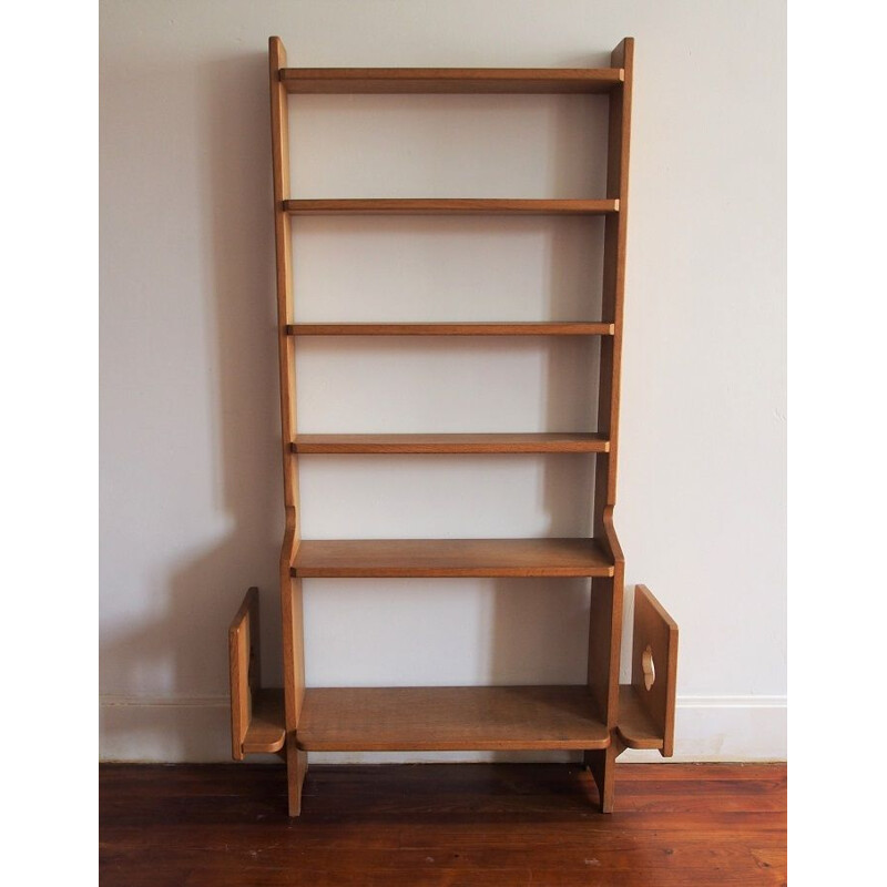 Vintage oak shelf by Guillerme and Chambron, France 1960