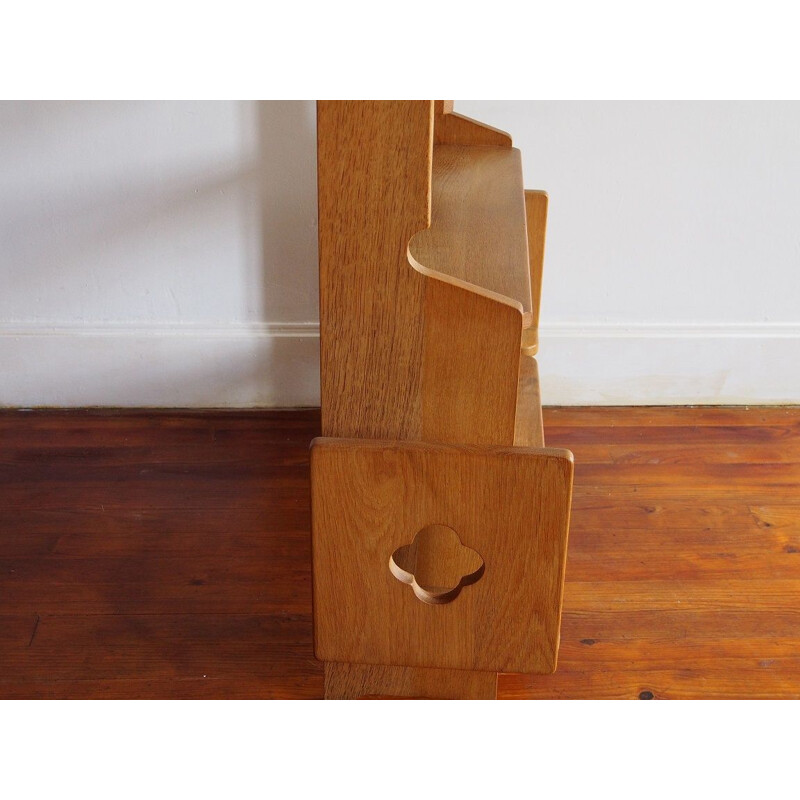 Vintage oak shelf by Guillerme and Chambron, France 1960