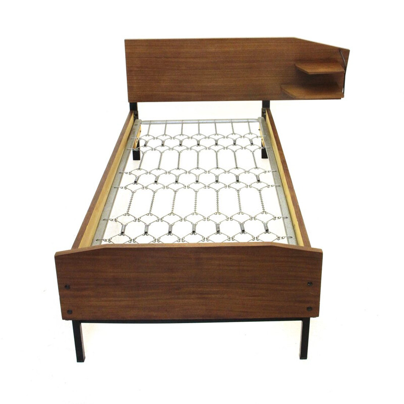 Vintage bed in teak with shelves, Italy 1950s