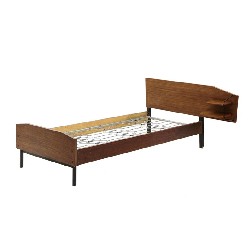 Vintage bed in teak with shelves, Italy 1950s