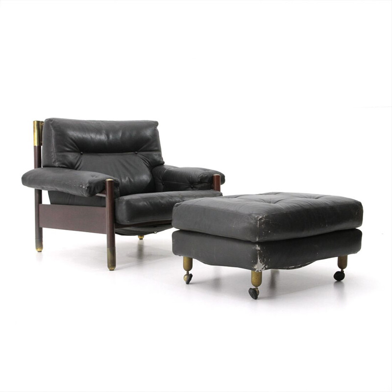 Vintage Sella armchair with ottoman by Carlo de Carli for Sormani