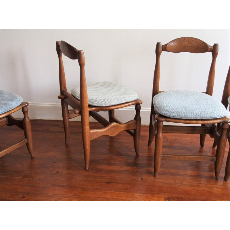 Suite of 4 grey vintage chairs by Guillerme and Chambron 1960