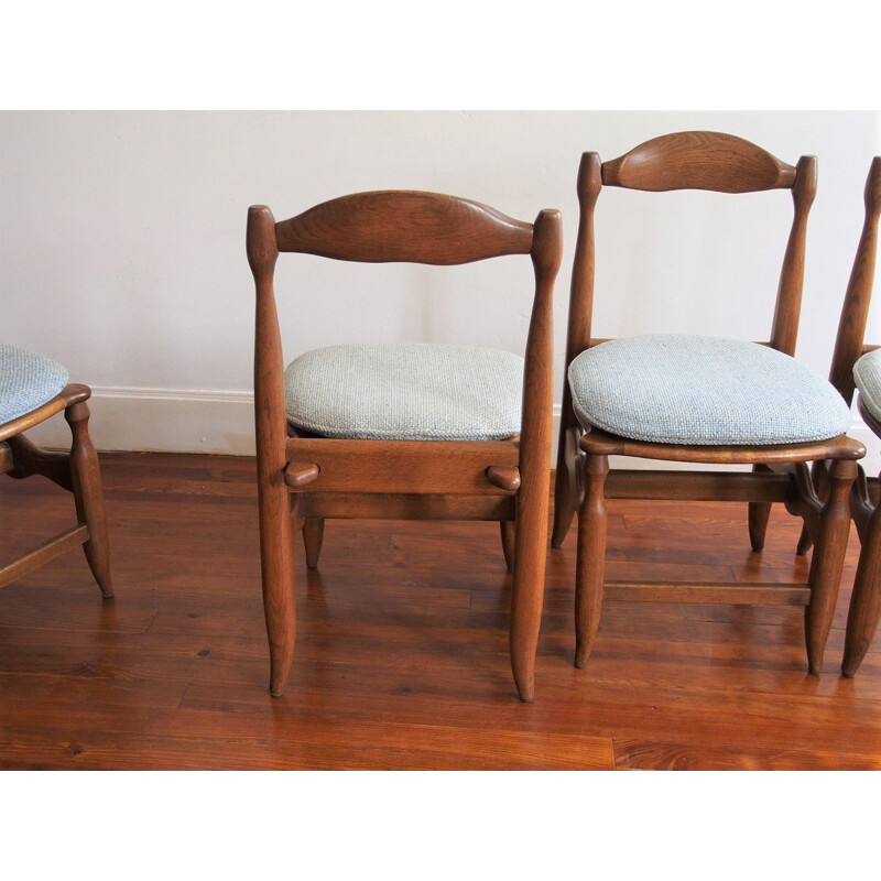 Suite of 4 grey vintage chairs by Guillerme and Chambron 1960