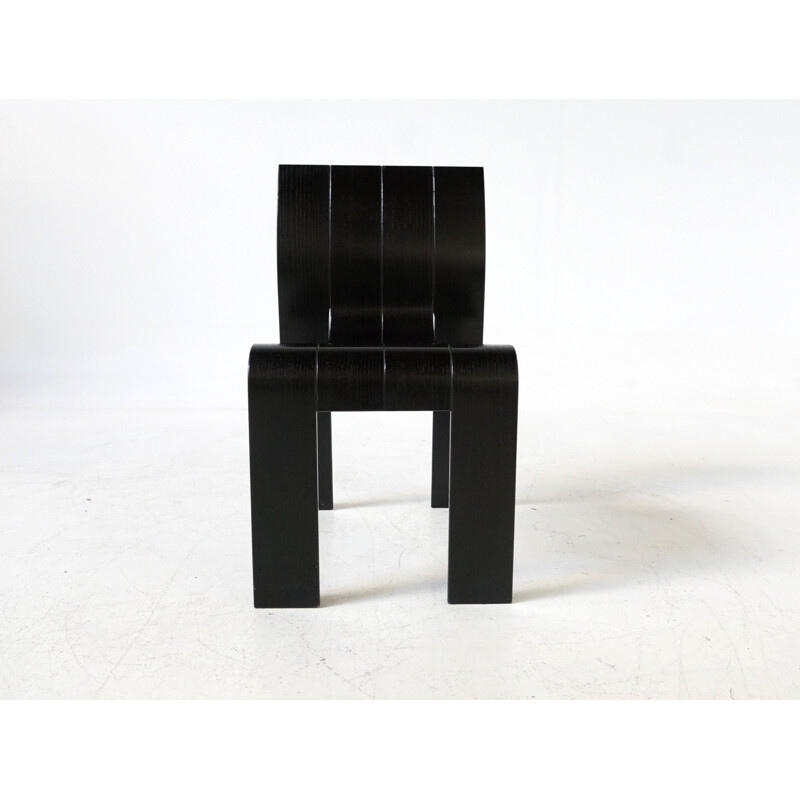 Set of 4 Castelijn chairs in plywood and leather, Gijs BAKKER - 1970s