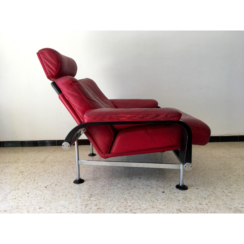 Vintage Swedish armchair in red leather by Nélo,1990