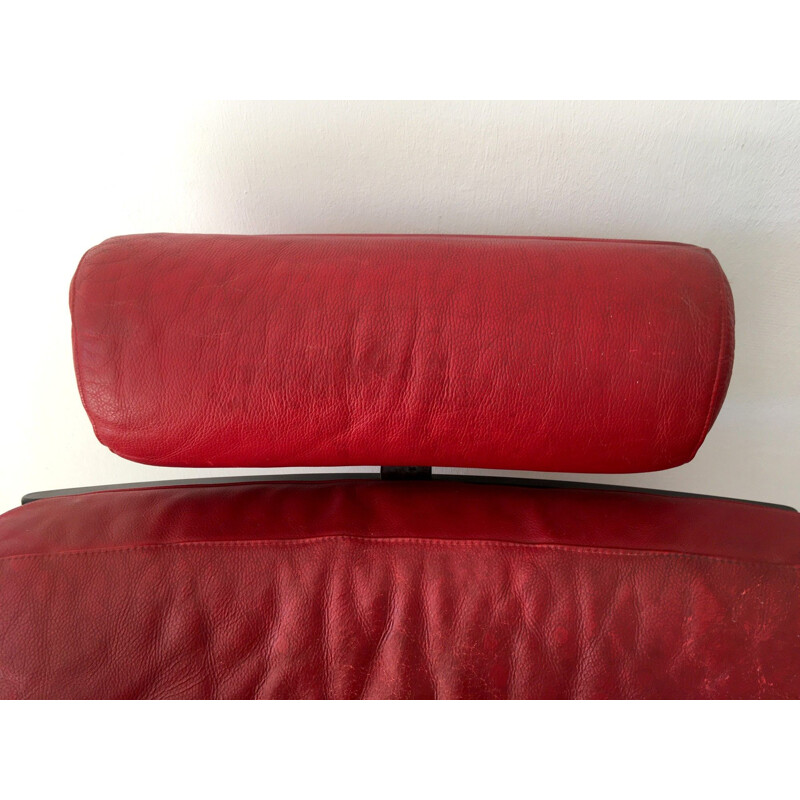 Vintage Swedish armchair in red leather by Nélo,1990