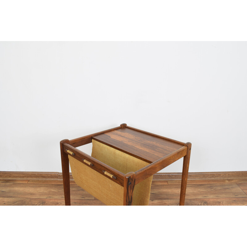 Vintage Side Table with Magazine Holder in Rosewood from BRDR Furbo, Denmark 1960s