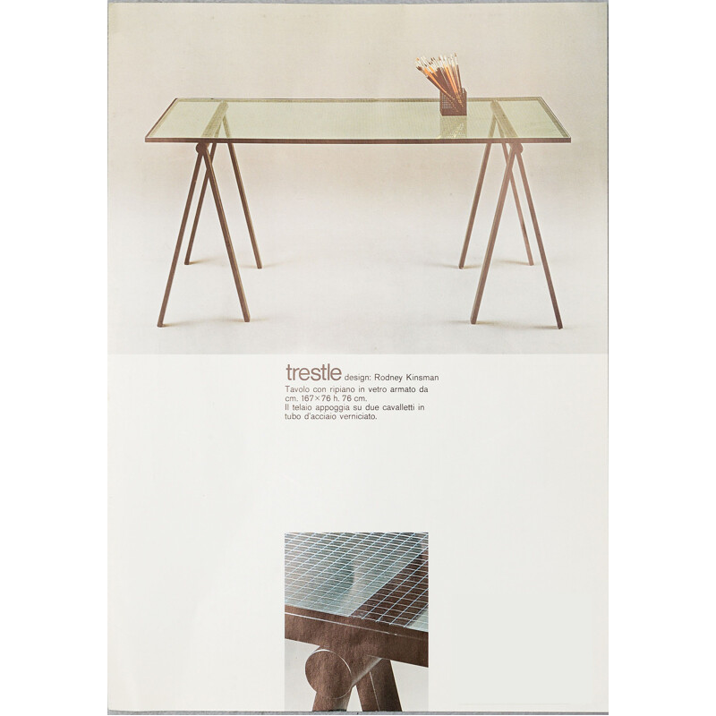 Table vintage Trestle par Rodney Kinsman pour Bieffeplast, Italie années 1980