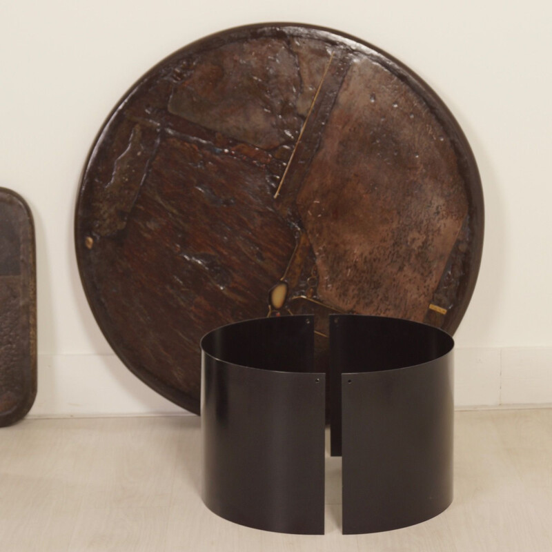 Pair of vintage brown coffee tables by Paul Kingma, 1990