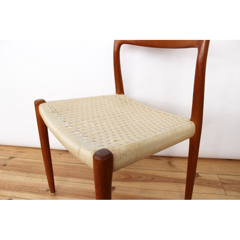 Set of 6 chairs in teak and rope, Niels Otto MOLLER - 1960s