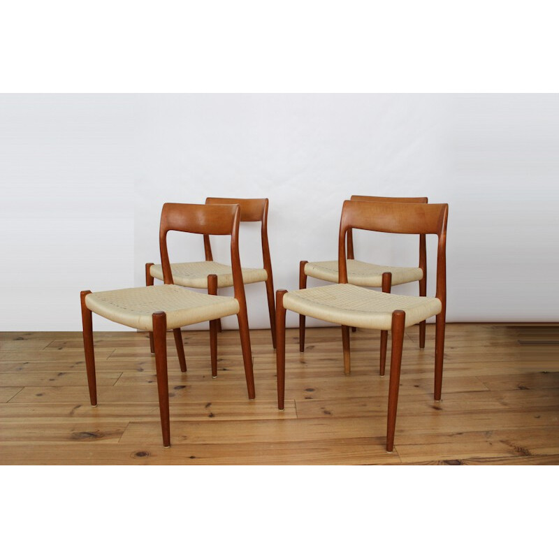 Set of 6 chairs in teak and rope, Niels Otto MOLLER - 1960s