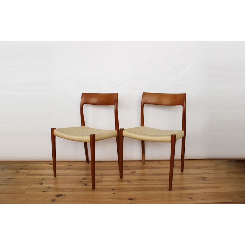 Set of 6 chairs in teak and rope, Niels Otto MOLLER - 1960s