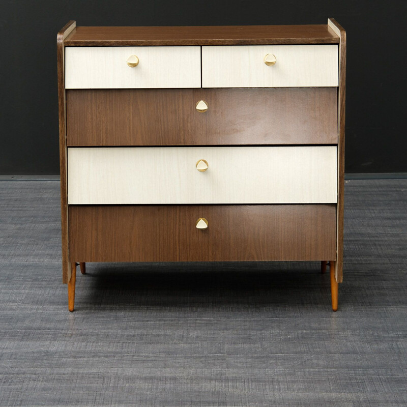 Vintage german bicoloured shoe cabinet in formica 1950