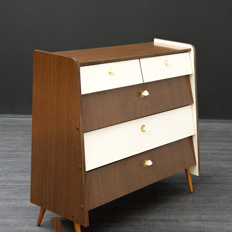 Vintage german bicoloured shoe cabinet in formica 1950