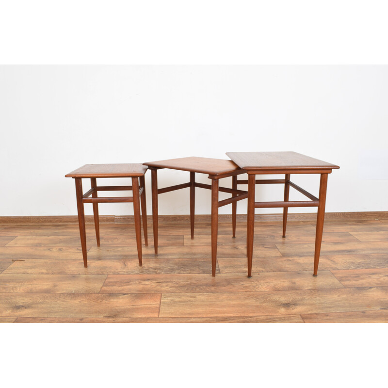 Set of 3 vintage danish nesting tables in teakwood 1960