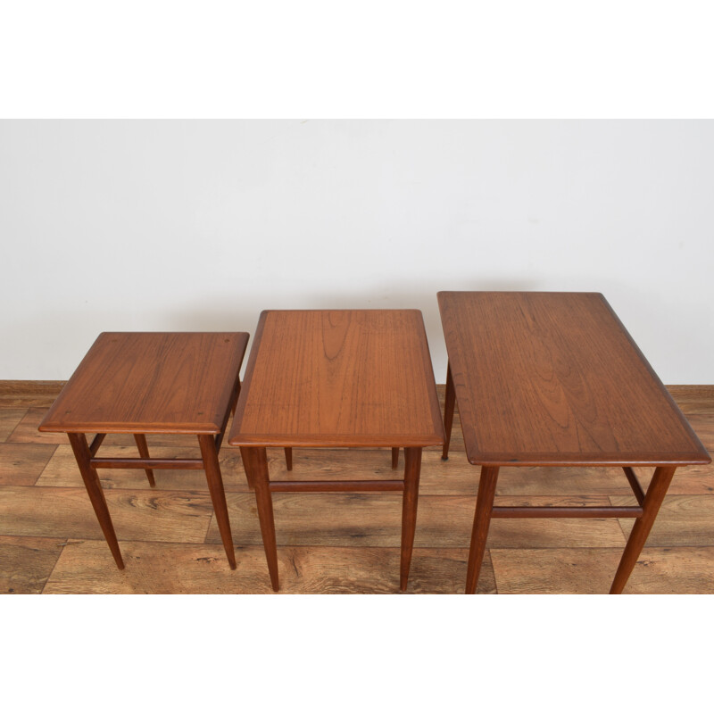 Ensemble de 3 tables gigognes vintage en teck 1960