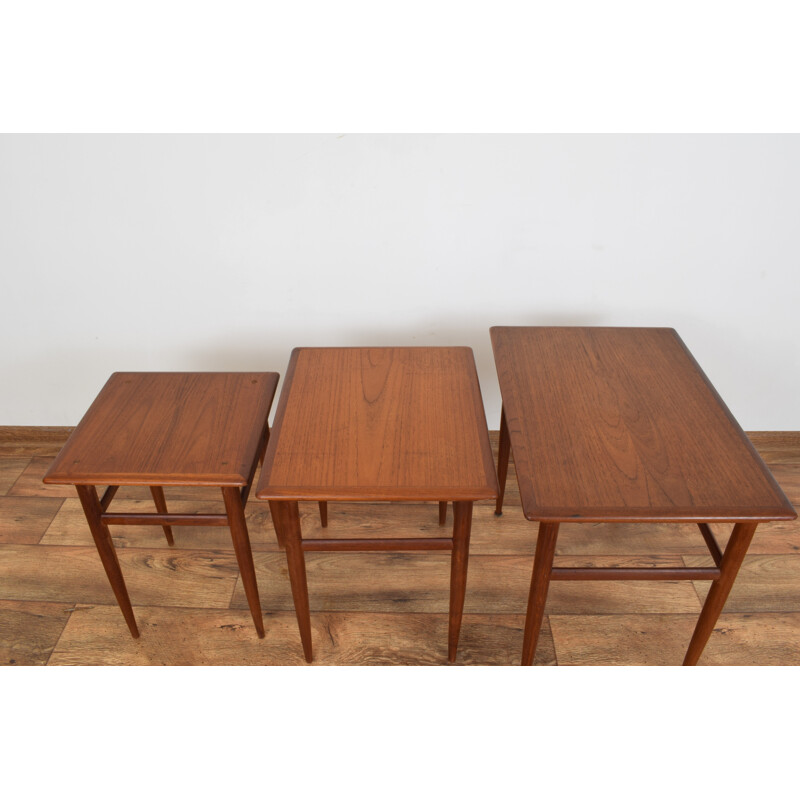 Set of 3 vintage danish nesting tables in teakwood 1960
