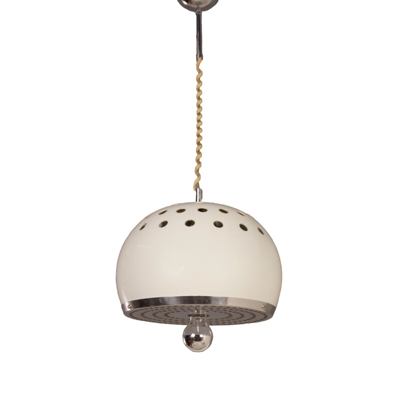 Vintage italian hanging lamp for Reggiani in white metal 1960