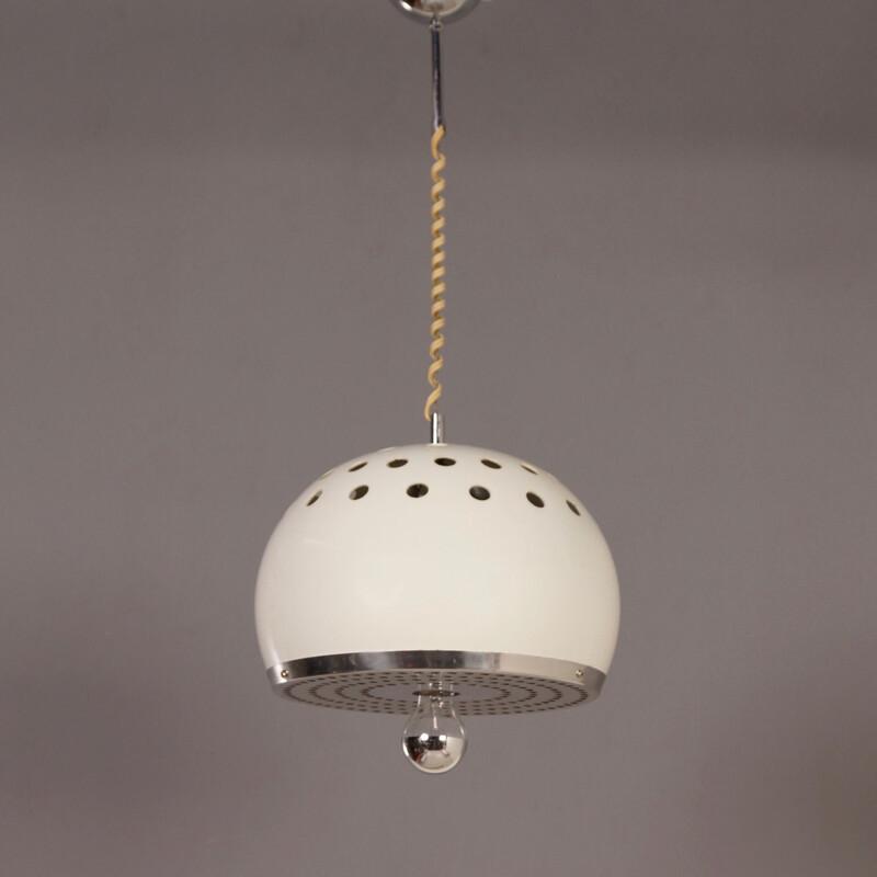 Vintage italian hanging lamp for Reggiani in white metal 1960