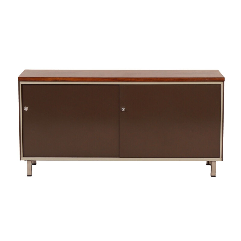 Vintage dutch sideboard for Gispen in teak and metal 1960