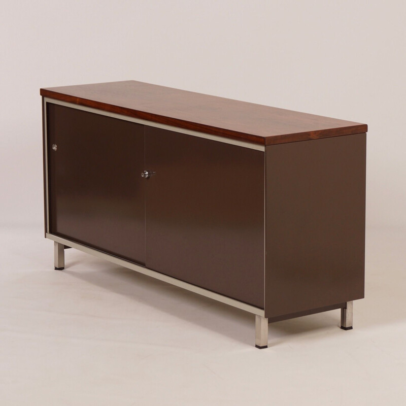 Vintage dutch sideboard for Gispen in teak and metal 1960