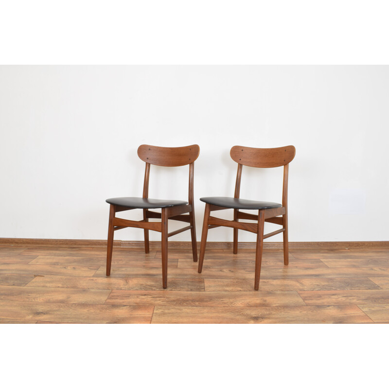 Set of 2 vintage chairs for Farstrup in teak and leatherette 1960