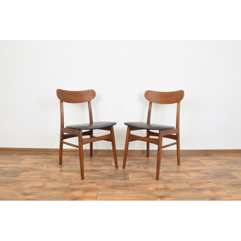 Set of 2 vintage chairs for Farstrup in teak and leatherette 1960