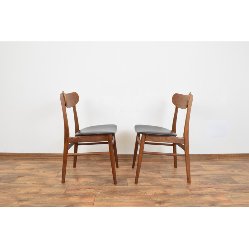 Set of 2 vintage chairs for Farstrup in teak and leatherette 1960