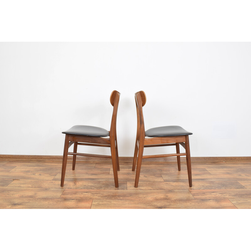 Set of 2 vintage chairs for Farstrup in teak and leatherette 1960