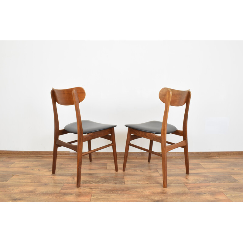 Set of 2 vintage chairs for Farstrup in teak and leatherette 1960