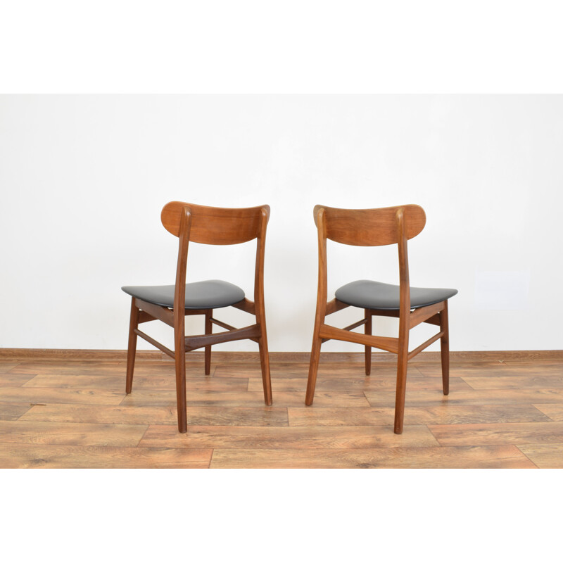 Set of 2 vintage chairs for Farstrup in teak and leatherette 1960