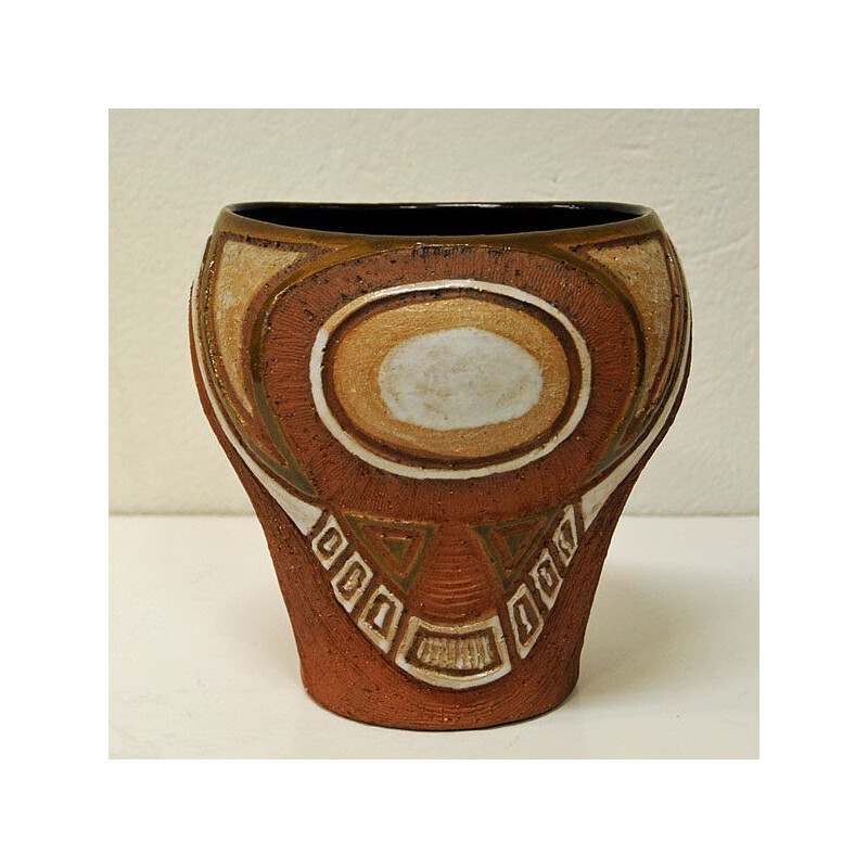 Jarrón de cerámica vintage de Hank Keramikk para Ahlberg y Karlsen, 1950