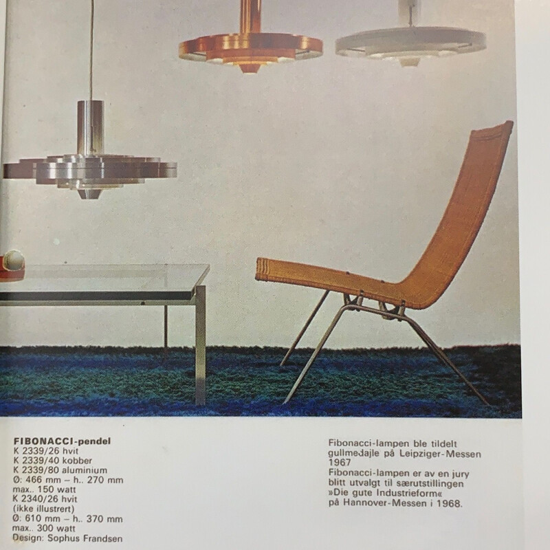 Vintage Fibonacci pendant lamp by Sophus Frandsen for Fog & Morup 1960s