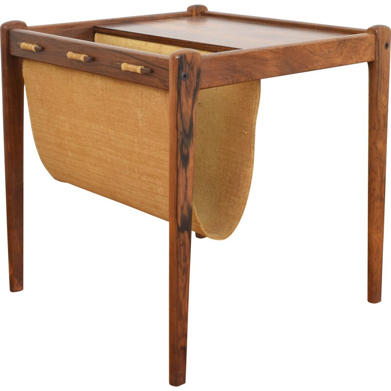 Table d'appoint vintage avec porte-revues en palissandre de BRDR Furbo, Danemark années 1960